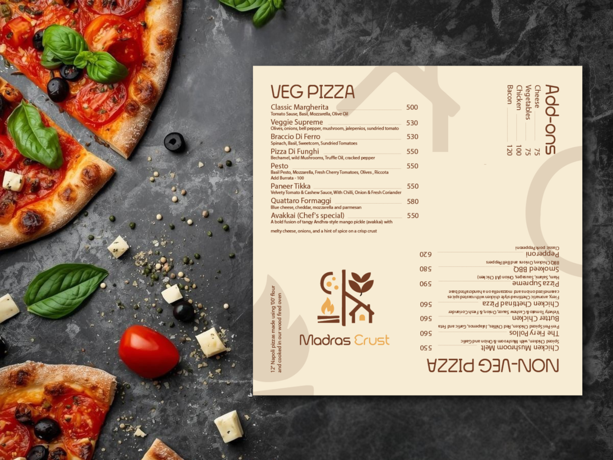 Madras Crust Card Menu Mockup