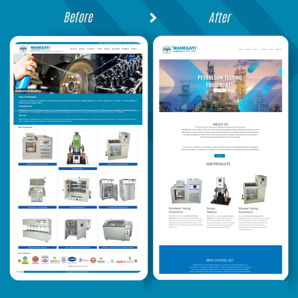 Wadegati - Website redesign - Before vs after website