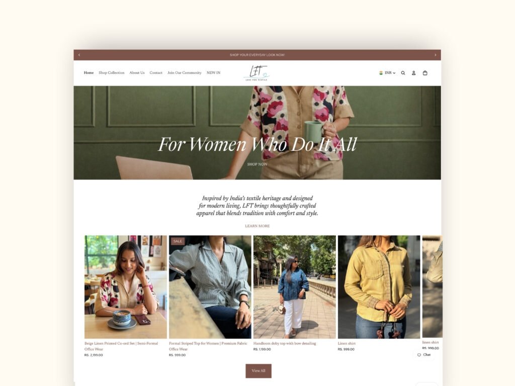 Love for textiles webpage mockup by Scribbled Space