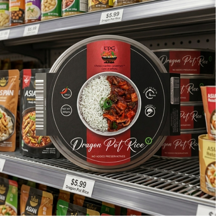 Thew Pueblo Gourmet TPG Packaging Shelf